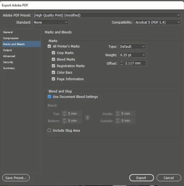 Step 4 - Marks and Bleeds Tick Option Step 4 - Marks and Bleeds Tick Option